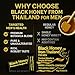 Black Honey for Men from Thai, 25 Gram x 10 Satchets of Black Thailand Honey Pack - Raw Honey Blended with Ginseng & Ginger Extract