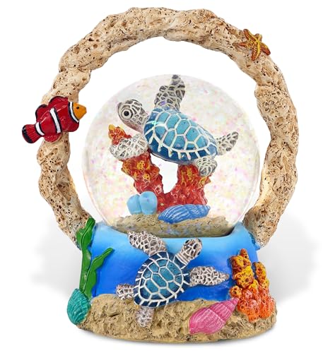 CoTa Global Sea Turtle Coral Snow Globe Decor - Tabletop Display - 65 mm