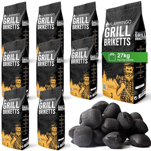 Holzkohlewerk Lüneburg Feuer&Flamme 10 kg Premium Holzkohle Grillketts - ideal für Dutch Oven, Smoker und Kugelgrill 5 27 kg Grillbriketts (9 x 3 kg Säcke) Grillkohle Holzkohle Holzkohlebriketts Holzkohlegrill Grill