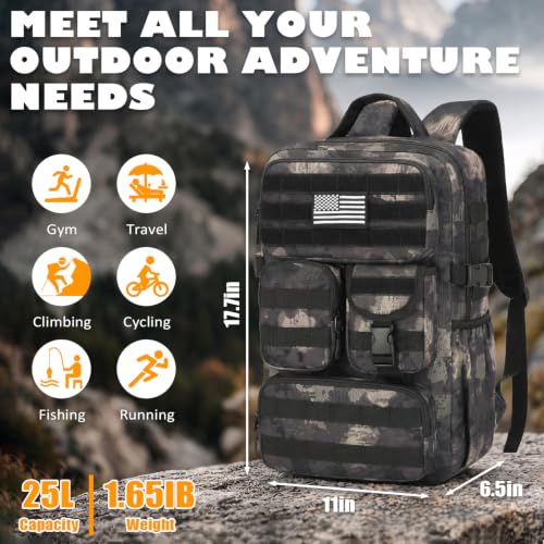 Image of Small Tactical Backpack for Men, 25L Military MOLLE EDC Daypack