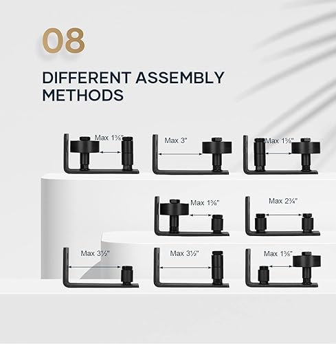 Miniatura 2 de EaseLife Paquete de 4 guías de suelo ajustables para puerta corrediza de granero, sistema de montaje en pared, 8 opciones de configuración de