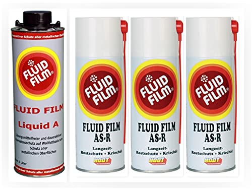 Hodt Set Perma Film Transparent 1 Liter, 3 x Fluid Film AS-R 400 ml, Fluid Film Liquid A Normdose 1 Liter