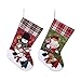 YAMUDA 2 Pcs Set Xmas 3D Lively Christmas Stockings 17.8 Inches Long Santa Claus Snowman Design Christmas Stocking Set of 2 (Extra Large B)