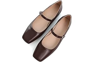 Women's Brown Square Toe Slingback Flats - Comfort Casual Slip On Flats