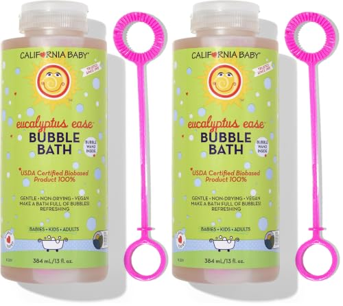 Image of California Baby Eucalyptus Bubble Bath | 100% Plant-Based Kids Bubble Bath | Soothing Baby Bubble Bath | Free Bubble Wand Inside | 384 mL / 13oz (Pack of 2)