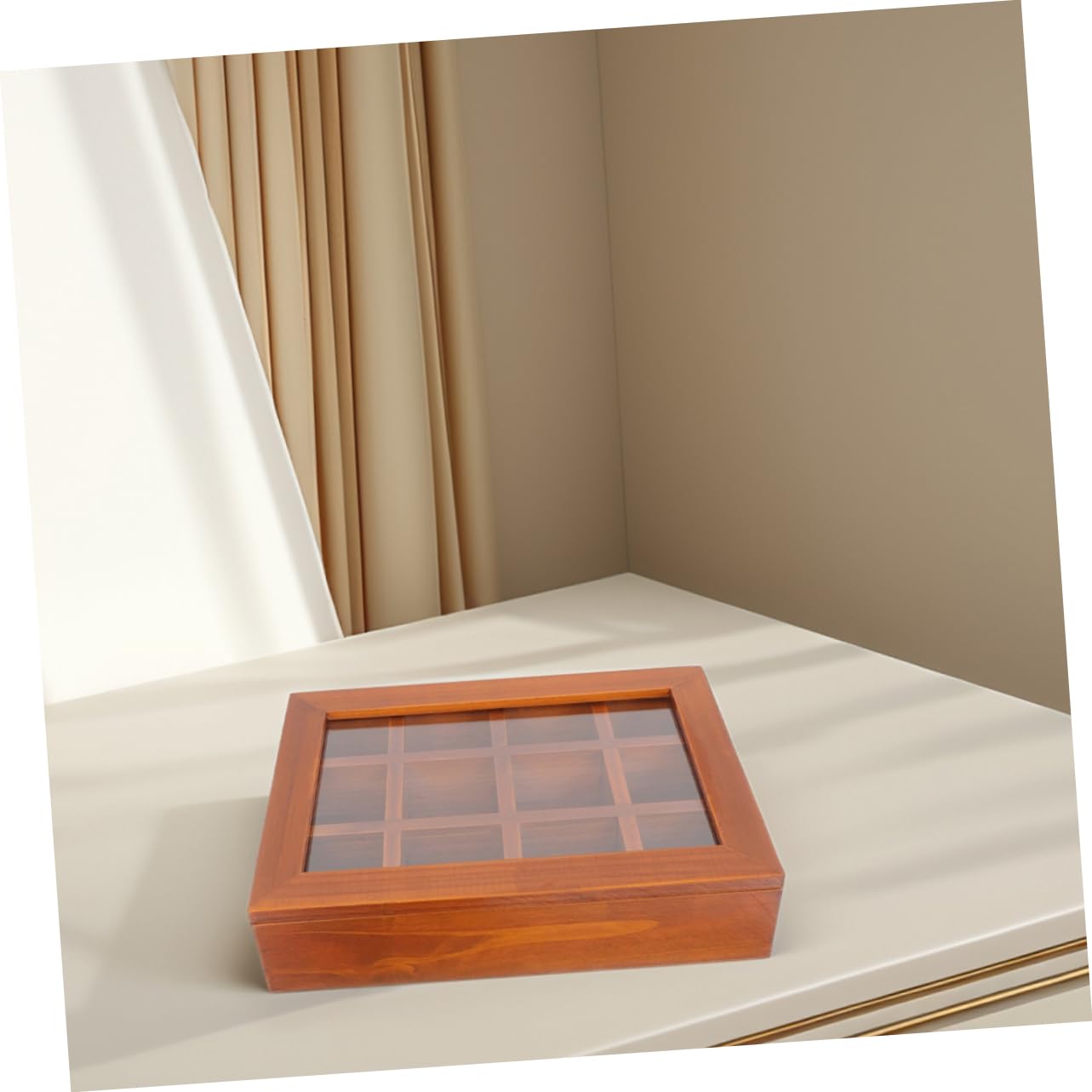 Teebeutel-aufbewahrungsbox aus Holz mit Fächern Transparentem Acryldeckel Luftdichtem Verschluss für Frische Teebeutel für Zuhause und Reisen