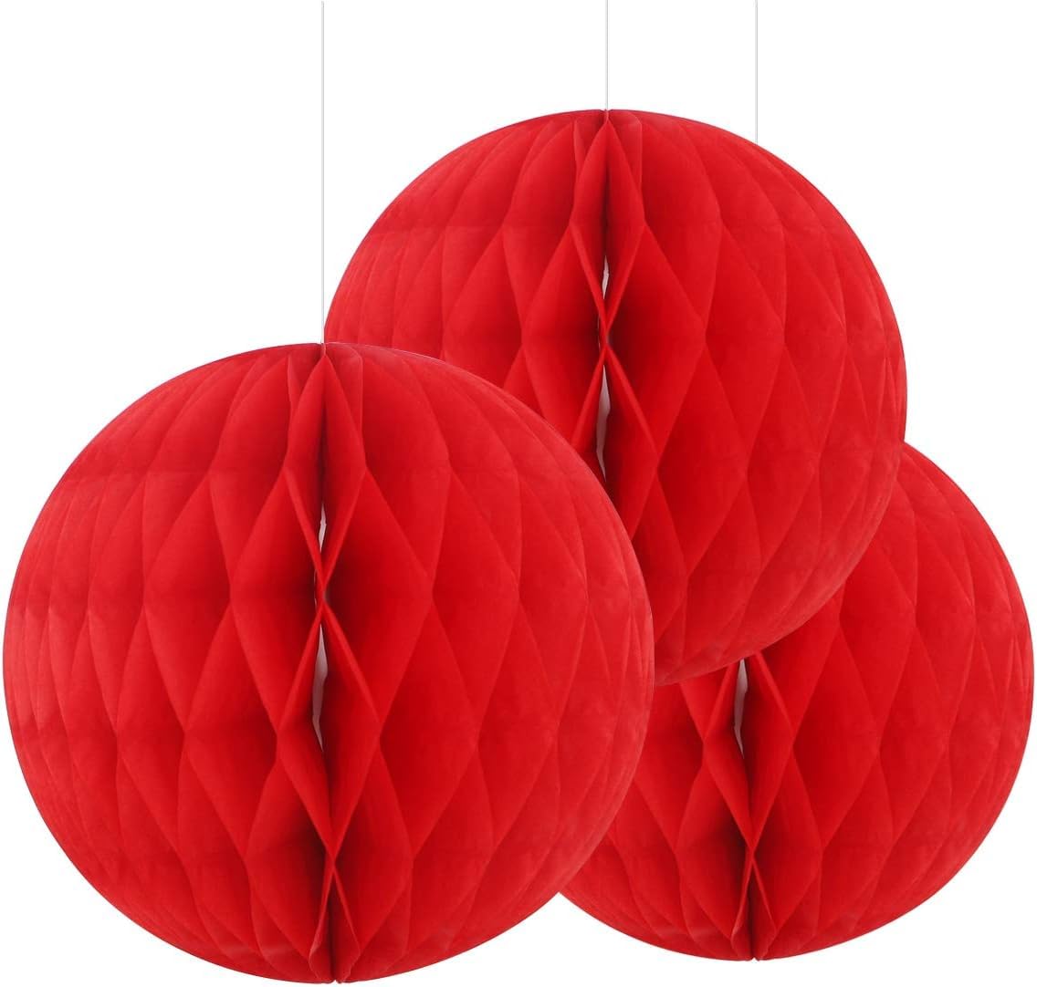 Paper Honeycomb Balls (Pack of 3) Christmas Tree Decorations Birthday Wedding Baby Shower (12" (30cm), Coral)