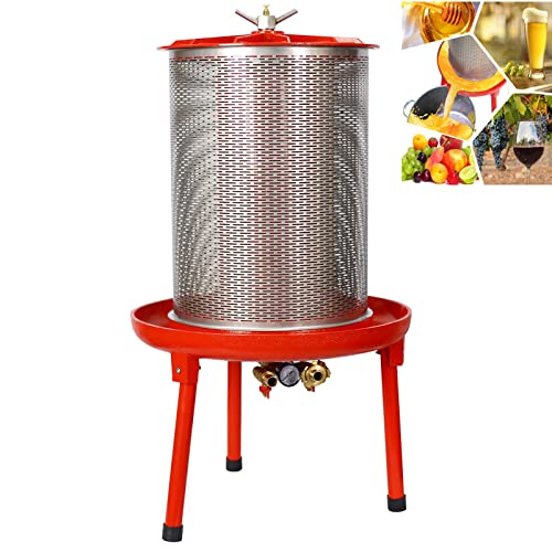 Hydraulic Fruit Wine Press with 5.3 Gallon Capacity, Apple Grape Wine Cider Crusher for Home, Orchard, Saving Time and Energy, Stainless Steel, Red