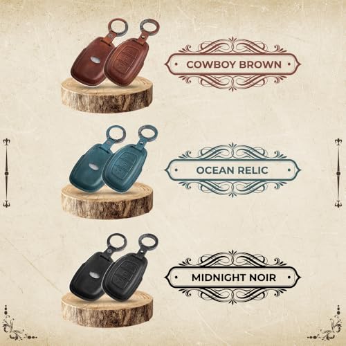 Image of keyzone dual leather key cover for Hyundai i20, Creta, Venue, Tucson, Alcazar, Verna, Xcent, Aura, Elantra 3 button smart key