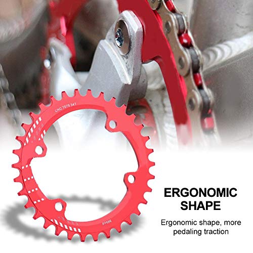 Tbest Narrow Wide Chainring 96mm BCD 32T 34T 36T 38T ycle Single Chain Ring Guard Compatible M6000 M7000 M8000 Mountain Bike (Red/Black - Image 2