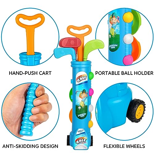 Liberry Kids Golf Clubs Set, Golf Toy with 1 Golf Cart, 3 Golf Clubs, 2 Practice Holes, 2 Golf Tees & 6 Balls, Indoor Outdoor Sports Toy Gift for Boys Girls Ages 1 2 3 4 5