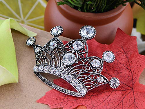 Image of Alilang Silvery Tone Shine Pink Crystal Rhinestones Princess Queen Crown Brooch Pin Pendent