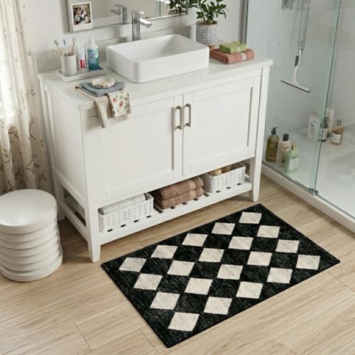 Alfombra decorativa Lahome negro 2x2.9 pies miniatura 4