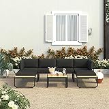vidaXL Garten Ecksofa Set 4-TLG. mit Auflagen Gartenmöbel Sofa Lounge Gartenset Gartensofa Sitzgruppe Sitzgarnitur Garten Garnitur Aluminium WPC