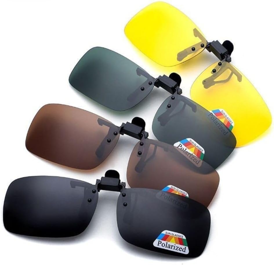 One Piece Polarized Clip on Flip up Sunglasses over Prescription and Reading Glasses Frames,Men Women Compact Fit Clip In Sunglass Unisex