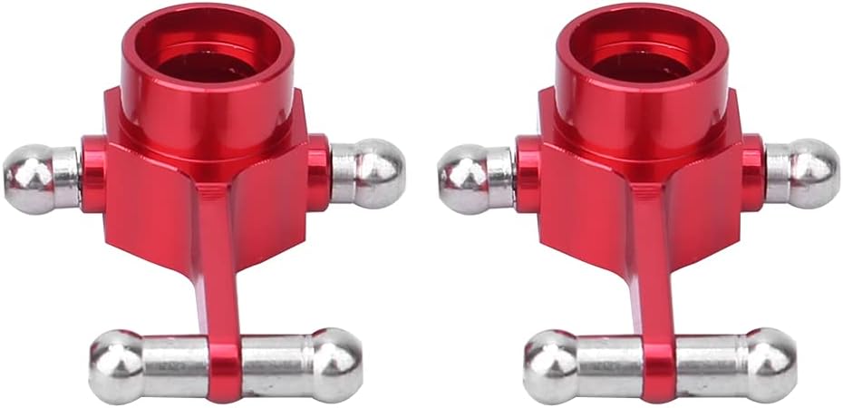 Keenso Metal Front Steering Cups, 2 Pcs Red Aluminum Alloy Steering Cup Upgraded Accessories for K969/K979/K989/K999 1/28 RC Car(Front Steering Cup)
