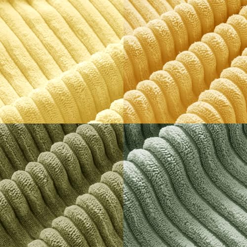 Image of MIULEE Boho Farmhouse Yellow Green Throw Pillow Covers 18x18 Inch Set of 4 Mordern Nordic Cushion Covers Soft Corduroy Spring Home Decor for Couch Bed Sofa Living Room