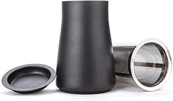 Coffee Sifter and Sieve - Fine Mesh Stainless Steel Container Pot - Black Teflon Surface