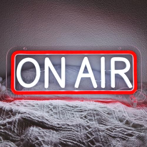 Image of SYLHOME On Air Led Neon Light Sign Home Bedroom Man Cave Game Room Bar Pub Studio Club Wall Sign Decor Birthday Christmas Party Sign Gifts 11.81 inch X 4.72 inch USB Red & Cold White