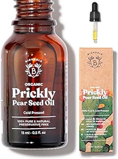 Bionoble Organic Prickly Pear Seed Oil 15ml - 100% Pure, Natural and Cold Pressed - Face, Body, Hair, Beard, Nails - Vegan and Cruelty Free - Glass Bottle + Pipette
