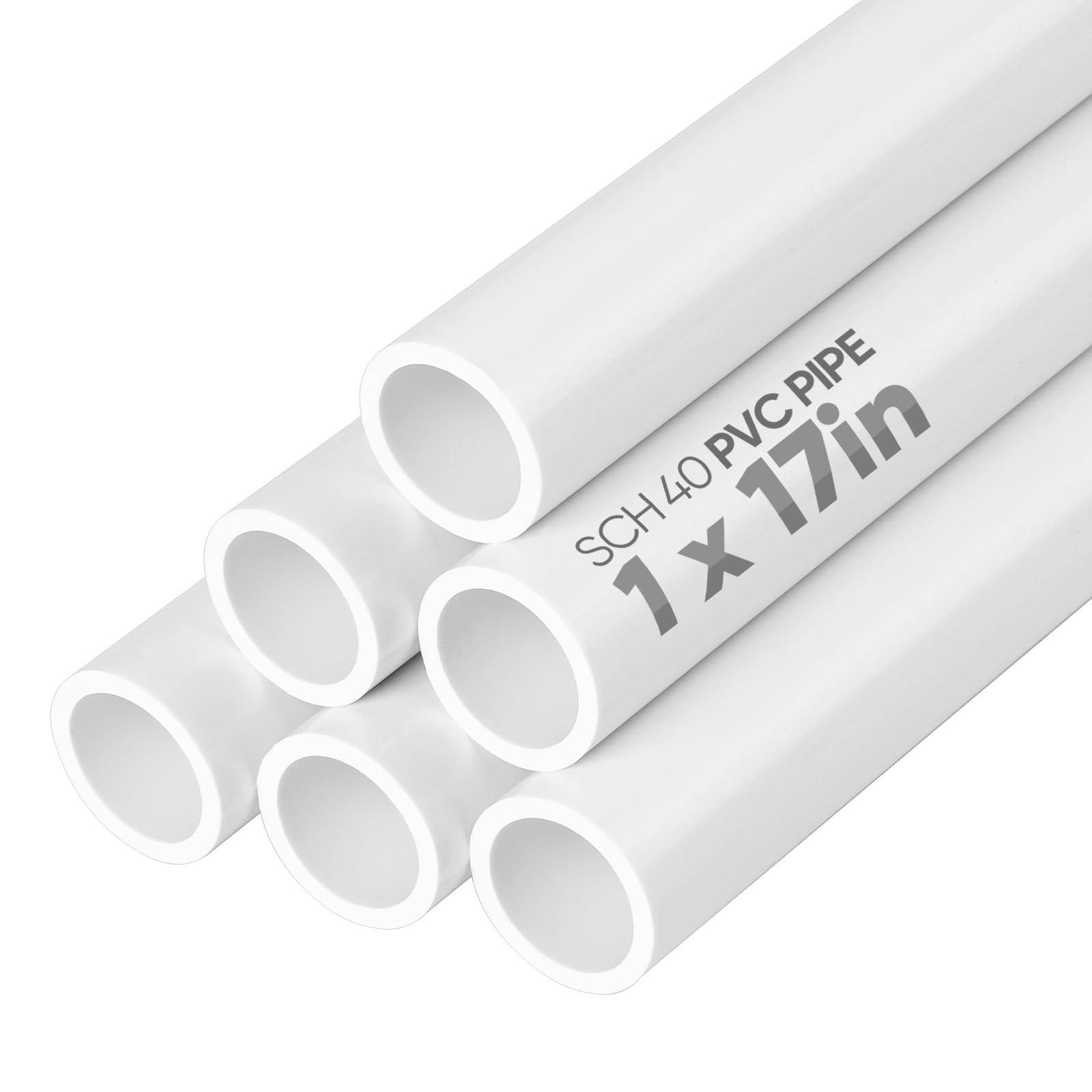 DOUYUDAO Schedule 40 White PVC Pipes, 6Pcs 1 Inch PVC Pipe, 17" Long