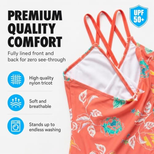 Image of Kanu Surf Girls' Reese UPF 50 Beach Sport Criss-Cross One Piece Swimsuit