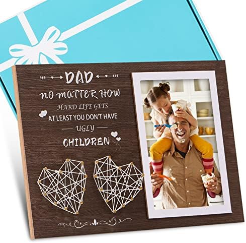 HOMDAILY Father's Day Gifts - Two Hearts Fathers Day Picture Frame - Dad Picture Frame from Daughter - Dad Gifts for Fathers Day, Christmas and Birthday - 4x6 Photo