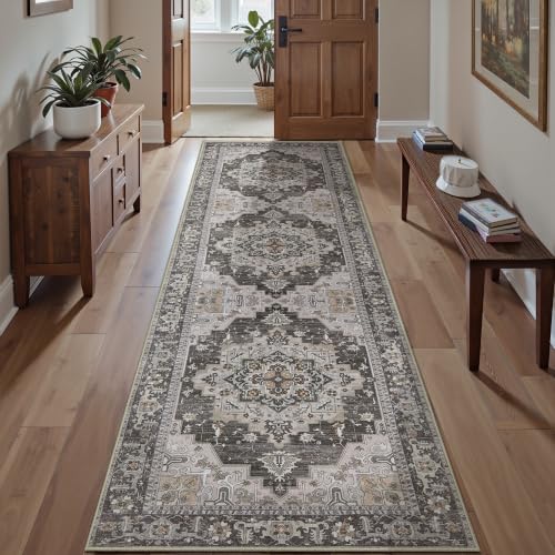 Image of Tangsoo Vintage 2.6x10 Hallway Runner Rugs, Washable Non Slip Rug Runners