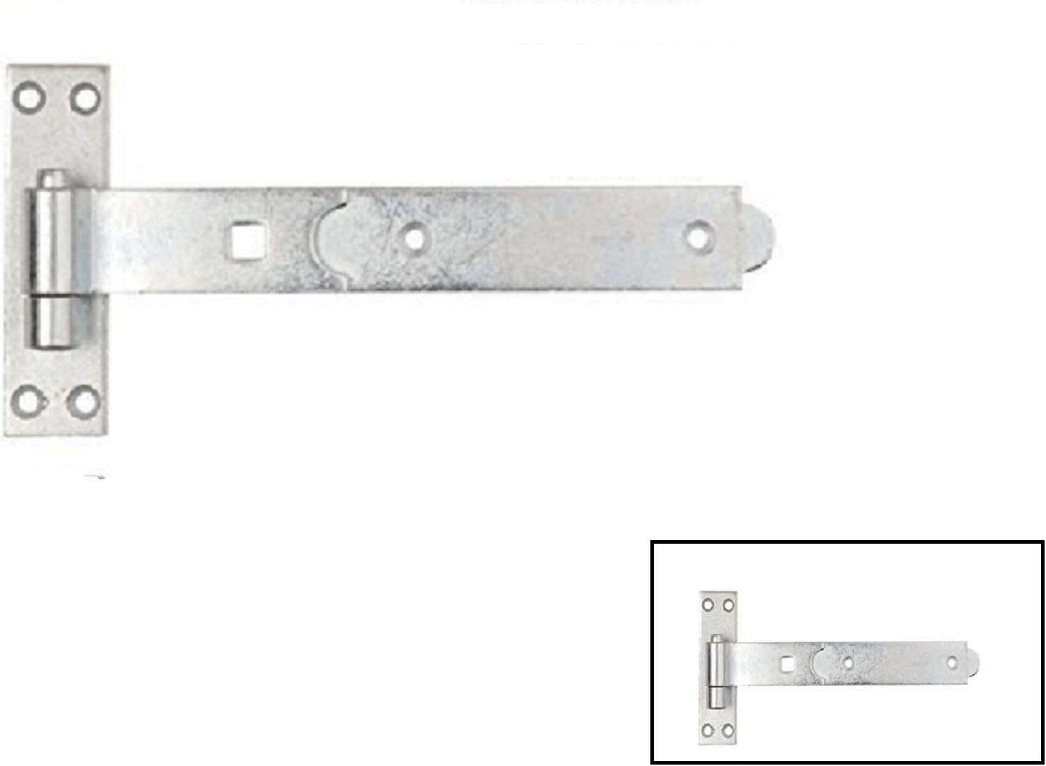 Gate Hinges Straight 300mm 12" Galvenised Heavy Duty Hook and Band Hinge