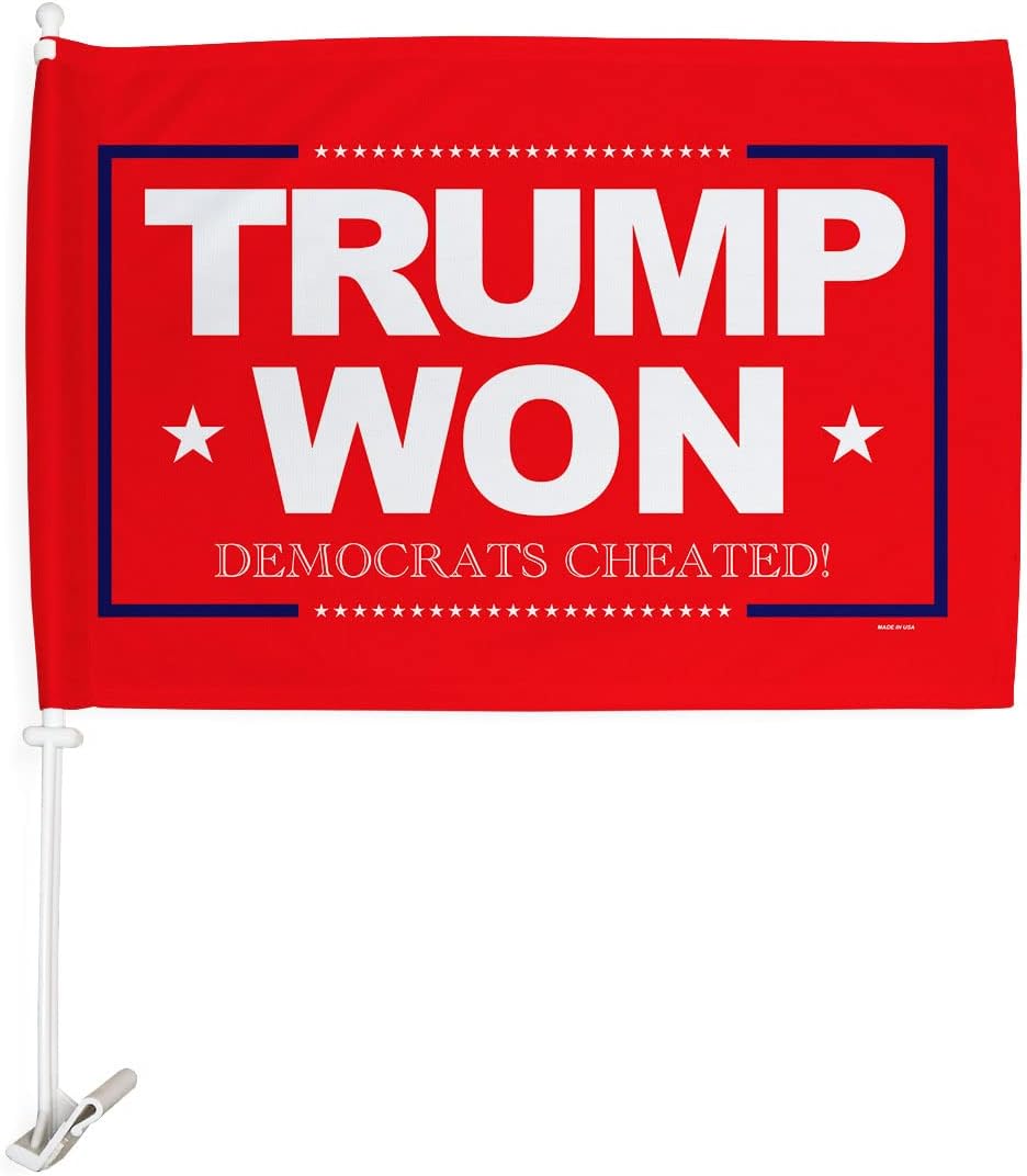 Trump Won Trust Car Flag Vehicle Auto Decorations for Window Decor Mount Bracket Clip on Small Tapestry Pro-Trump 2024 MAGA Bandera para Carros Outdoor Pole Accessories Made in USA