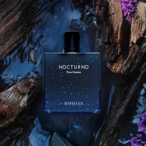 Image of Rayhaan Nocturno Pour Homme Eau de Parfum for Men 100ml Long Lasting Luxury Night Fragrance Elegant Black Blue Glass Bottle