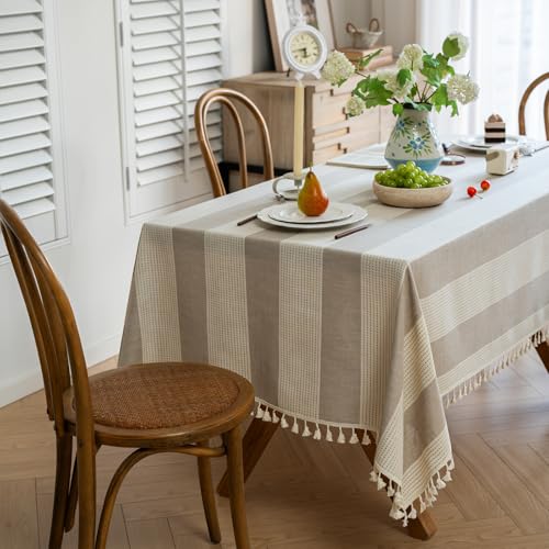 Nappe à franges coton mélangé rectangulaire nappe lavable entretien facile - 7