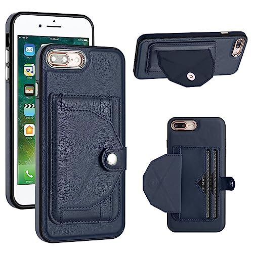 Coque iPhone 6s Plus en cuir vintage bleu avec porte-cartes