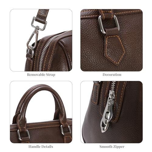 Image of HESHE Leather Crossbody Bags for Women Hobo Shoulder Bag Satchel Handbags | Genuine Leather,Removable Strap,Roomy Shoulder Bags Designer Boston Barrel Purse Ladies Daily Bag Crossbody Purse for Travel