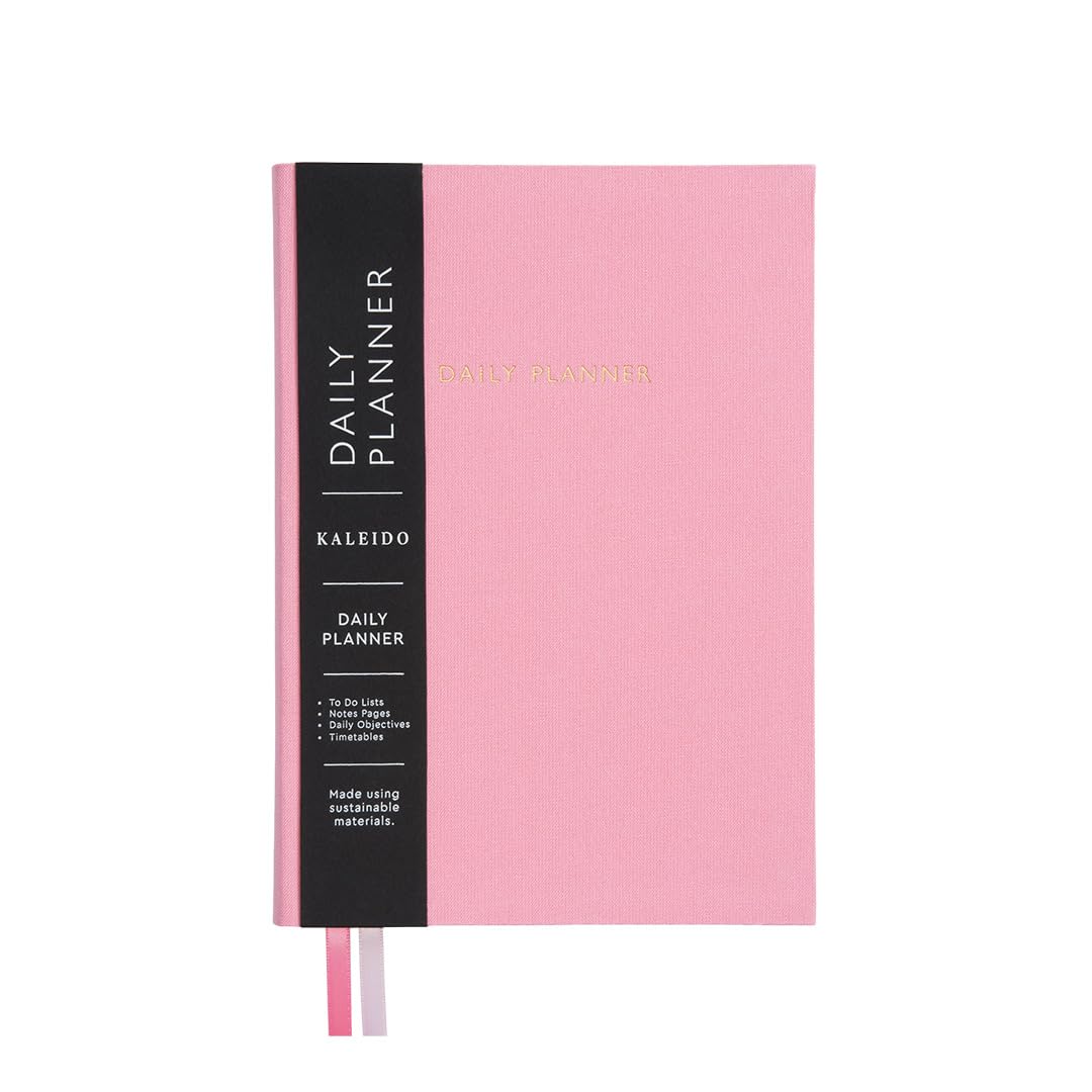 Undated Daily Planner Notebook | To Do Lists Hourly Schedule Note Pages | A5 | Pink