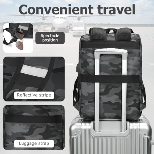 Image of YALUNDISI Vintage Backpack Travel Laptop Backpack with usb Charging Port for Women & Men College Backpack Fits 15.6 Inch Laptop Camouflage Gray