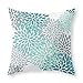 Federa per cuscino, motivo floreale, colore acqua, verde acqua, turchese e grigio, con stampa quadrata, per divano, letto, casa, auto, 45,7 x 45,7 cm