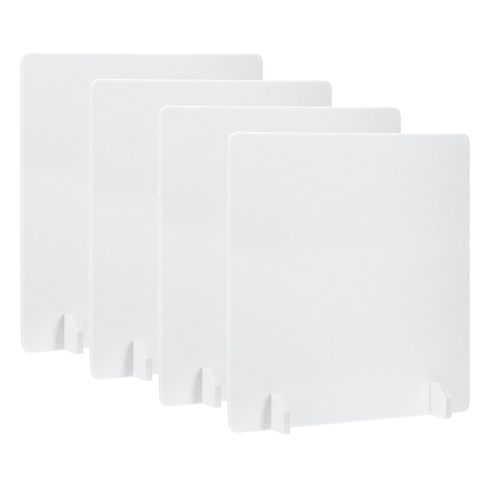 PATIKIL Desk Dividers 60x60cm, 4 Pack Desk Privacy Panel Freestanding Noise Reducing Partition Acoustic Panel with 4Pcs Support Feet for Testing Office Home Library, Pure White Style C