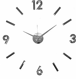 Modern Home Self Adhesive DIY 3D Wall Clock - Metallic Black