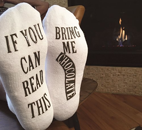 Haute Soiree - Women's Novelty Socks - “If You Can Read This, Bring Me Some” (Wine, Chocolate, Coffee) Novelty Socks (Chocolate) - Thumbnail 6