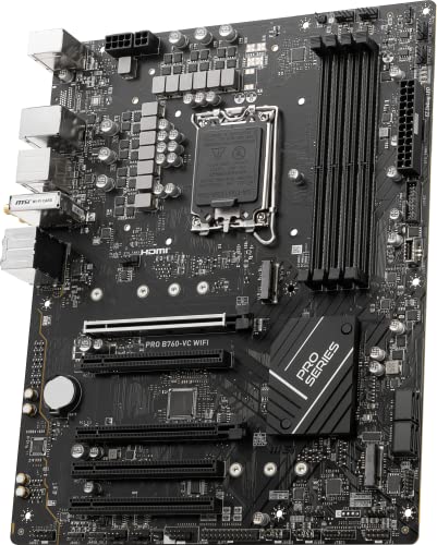 Image of MSI PRO B760-VC WiFi ProSeries Motherboard (Supports 12th /13th /14th Gen Intel Processors, LGA 1700, DDR5, PCIe 4.0, M.2, 2.5Gbps LAN, USB 3.2 Gen2, Wi-Fi 5.1, Bluetooth 5.1, ATX)