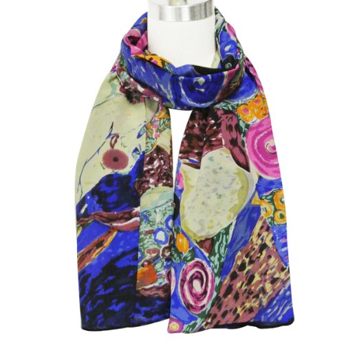 allydrew Luxurious 100% Charmeuse Silk Long Scarf with Hand Rolled Edges, Gustav Klimt's The Virgin3