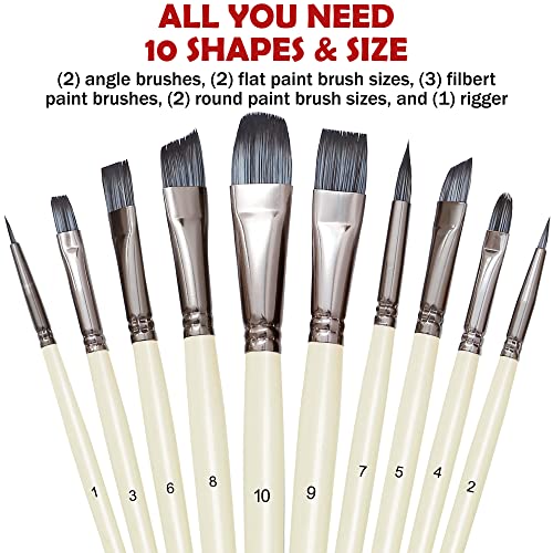 Dugato Artist Paint Brushes Set 10Pcs For Acrylic Oil Watercolor Gouache Paint By Numbers, Art Face And Body Professional Miniatures Painting Kits With Anti-Shedding Nylon Hair Tips Paintbrushes #TOP1