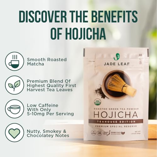Image of Jade Leaf Matcha Organic Japanese Hojicha Powder, Roasted Matcha Green Tea Powder - Teahouse Edition - Authentic Japanese Origin (1.76 Ounce Pouch)