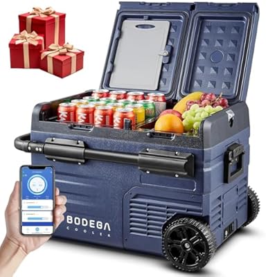BODEGACOOLER 12 Volt Car Refrigerator, 37 Quart (35L) Car Fridge, Portable Fridge Dual Zone, APP Control,-4 to 68? RV Refrigerator,12/24V DC and 100-240V AC for Camping,Travel and Home Use(2 Doors)