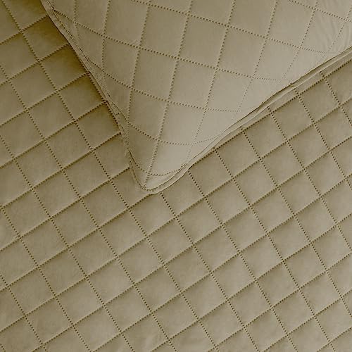 Juego de edredón reversible matrimonial microfibra beige y gris con 2 fundas 4