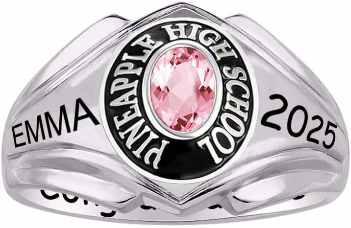 Personalized Class Rings for Women High School 925 Sterling Silver High School College Graduates Birthstone Rings Custom Class Rings Gifts for Women