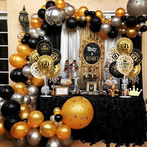 Image of TONIFUL 4 Set 50th Birthday Decor Printed 1976 Black Gold Balloon Stand