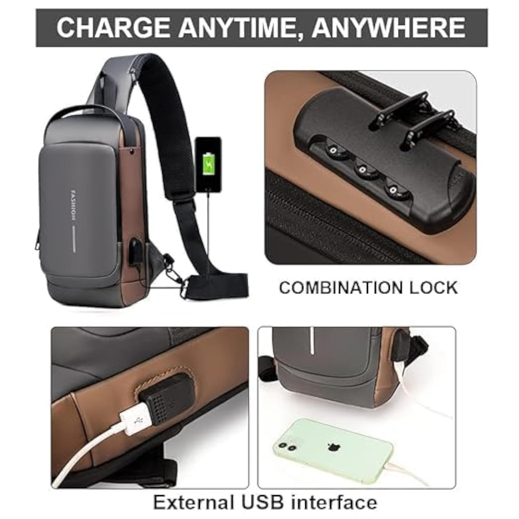 Waterproof Polyester Slim Unisex Crossbody Sling Bag