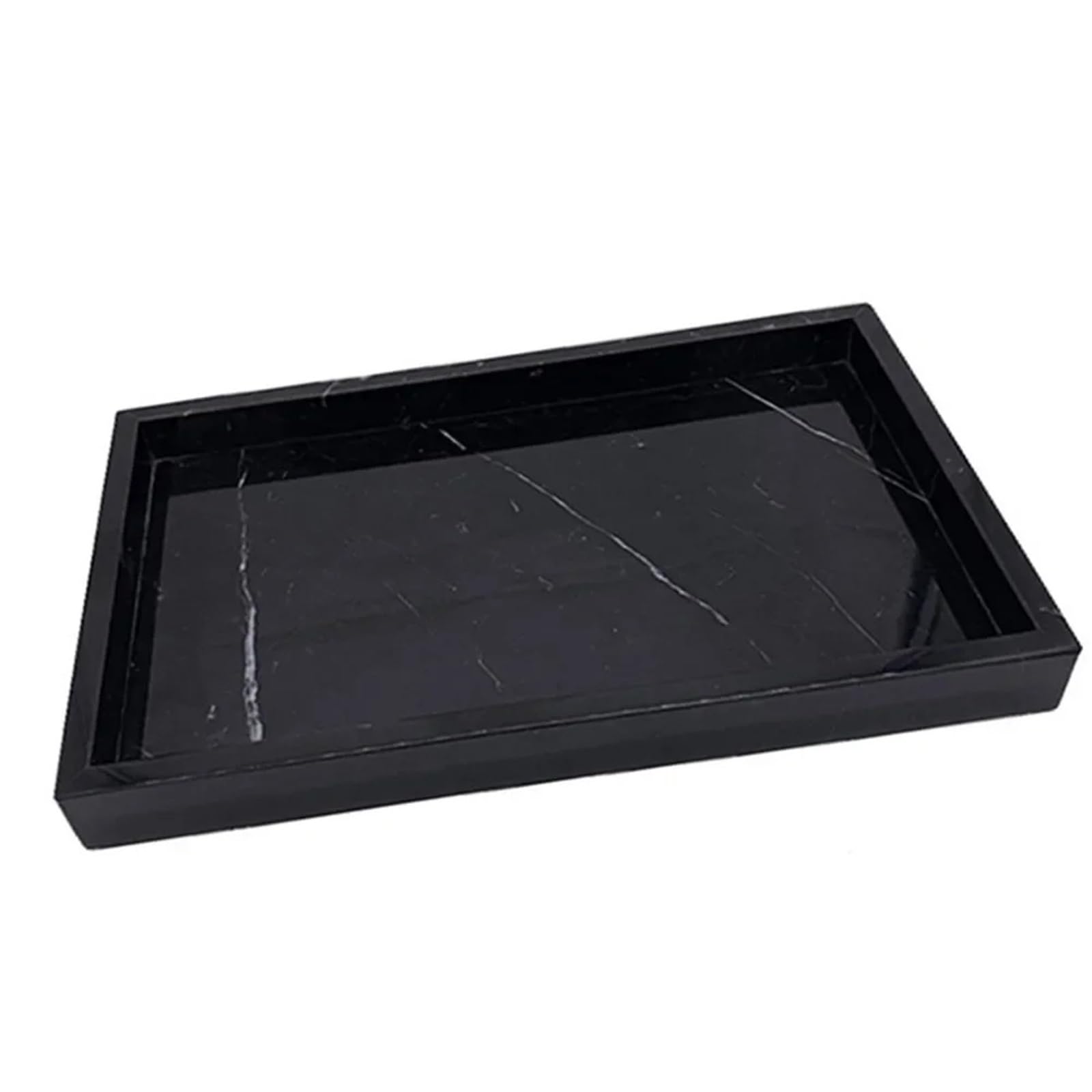 Bathroom Stone Tray Handmade 30x20x3CM Natural Marble Yellow Travertine Rectangle Vanity Tray Stone Organizer(Black)